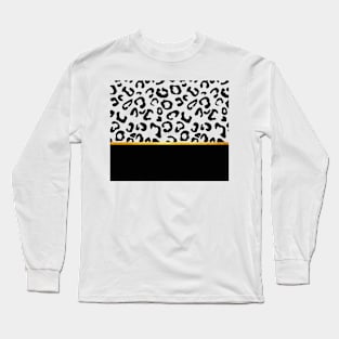 Black and white leopard print, golden lining Long Sleeve T-Shirt